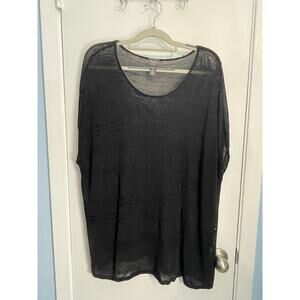 Chico's Blouse XL Black Open Knit Layering Beachy Boho Whimsygoth Swim Cover